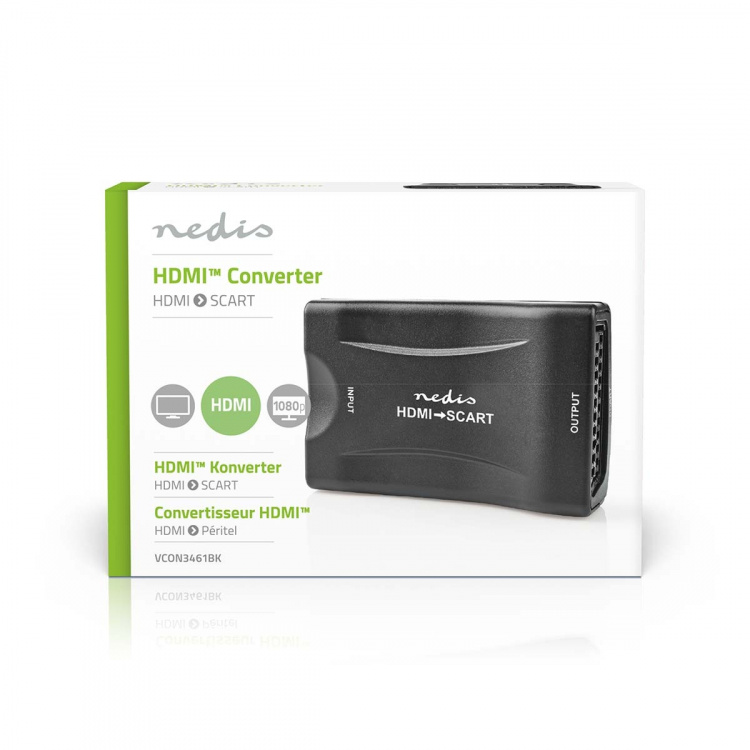 Nedis HDMI™-Converter | HDMI™ Input | Scart Female | 1-weg | 1080p | 1.2 Gbps | ABS | Zwart Nedis HDMI™-Converter | HDMI™ Input | Scart Female | 1-weg | 1080p | 1.2 Gbps | ABS | Zwart