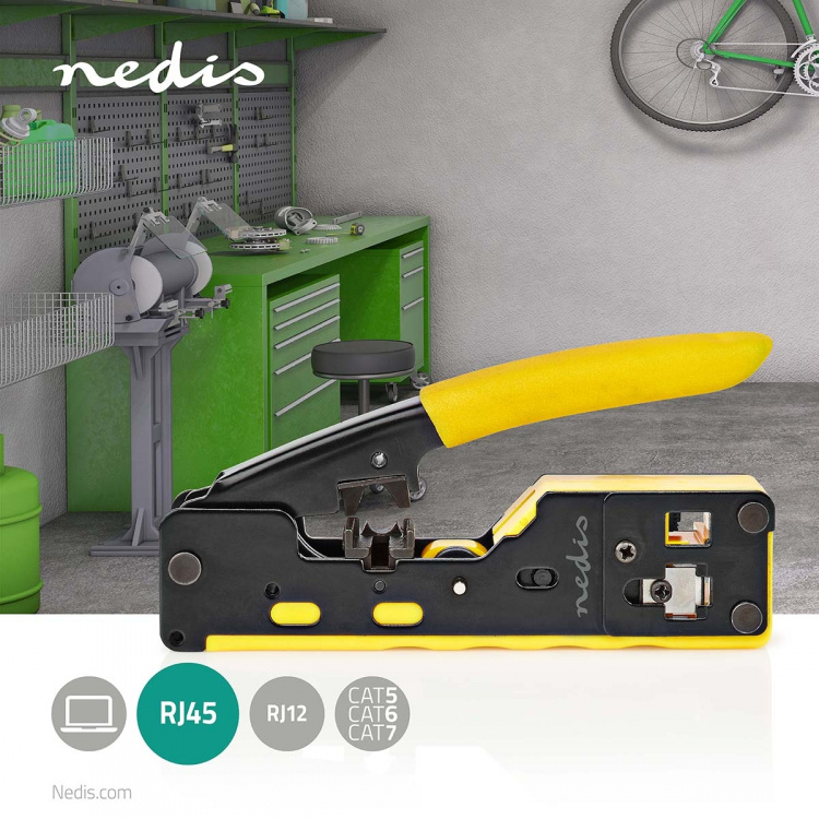 Nedis Krimptang | CAT5 / CAT5e / CAT6 / CAT6a / CAT7 / RJ12 / RJ45 | Snijden / Strippen / Tang | Rubberen / Staal | Geel / Zwart Nedis Krimptang | CAT5 / CAT5e / CAT6 / CAT6a / CAT7 / RJ12 / RJ45 | Snijden / Strippen / Tang | Rubberen / Staal | Geel / Zwart