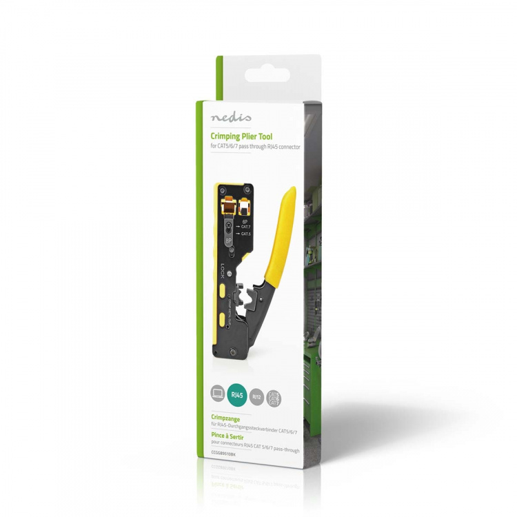 Nedis Krimptang | CAT5 / CAT5e / CAT6 / CAT6a / CAT7 / RJ12 / RJ45 | Snijden / Strippen / Tang | Rubberen / Staal | Geel / Zwart Nedis Krimptang | CAT5 / CAT5e / CAT6 / CAT6a / CAT7 / RJ12 / RJ45 | Snijden / Strippen / Tang | Rubberen / Staal | Geel / Zwart