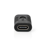 Nedis USB-C™ Adapter | USB 3.2 Gen 2 | USB-C™ Female | USB-C™ Female | 4K@60Hz | 10 Gbps | Rond | Vernikkeld | Zwart | Envelop