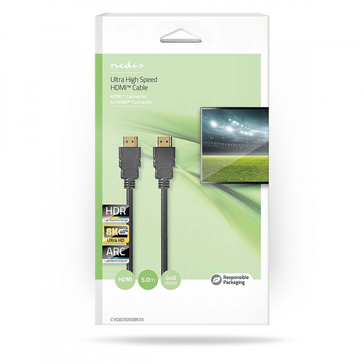 Nedis Ultra High Speed ​​HDMI™-Kabel | HDMI™ Connector | HDMI™ Connector | 8K@60Hz | 48 Gbps | 5.00 m | Rond | 6.7 mm | Zwart | Doos