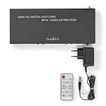 Nedis HDMI™ Matrix-Switch | 4 x 2-Poorts poort(en) | 4x HDMI™ Input | 2x 3.5 mm / 2x HDMI™ Output / 2x TosLink | 4K@60Hz | 18 Gbps | Afstandbestuurbaar | Metaal | Antraciet