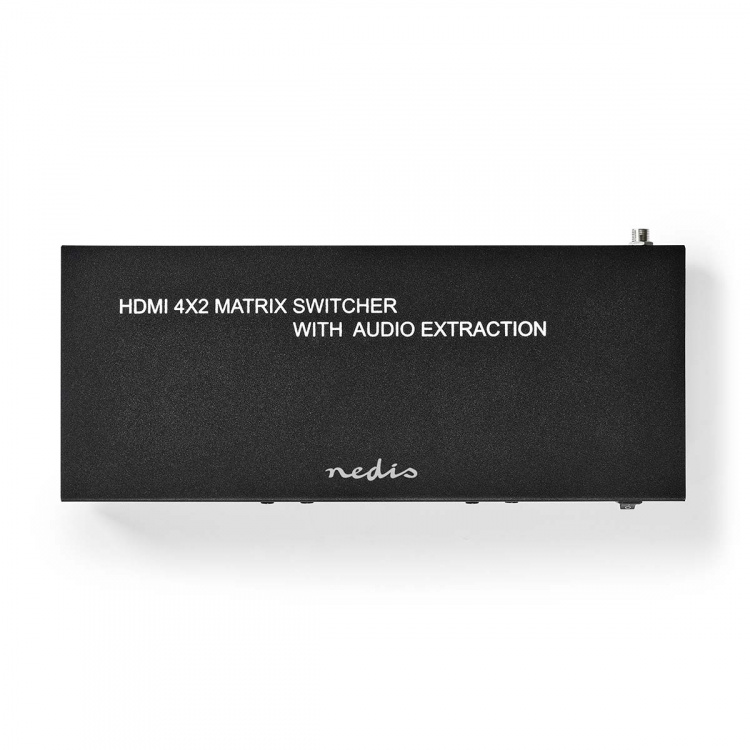 Nedis HDMI™ Matrix-Switch | 4 x 2-Poorts poort(en) | 4x HDMI™ Input | 2x 3.5 mm / 2x HDMI™ Output / 2x TosLink | 4K@60Hz | 18 Gbps | Afstandbestuurbaar | Metaal | Antraciet