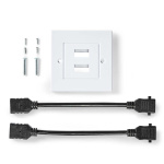 Nedis HDMI™ Wandcontactdoos | 2x HDMI™ Female | 4K@60Hz | HDMI™ Output | Zwart | 18 Gbps | Verguld | Envelop