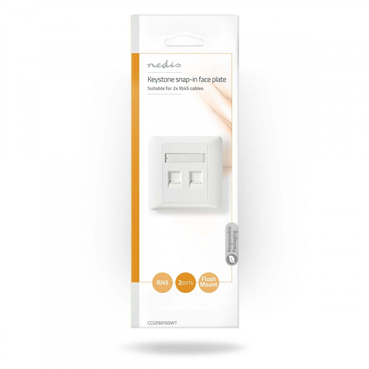 Nedis Netwerk Keystone-voorplaat | Frontplaat RJ45 | 2 poort(en) | ABS | Wit | Envelop