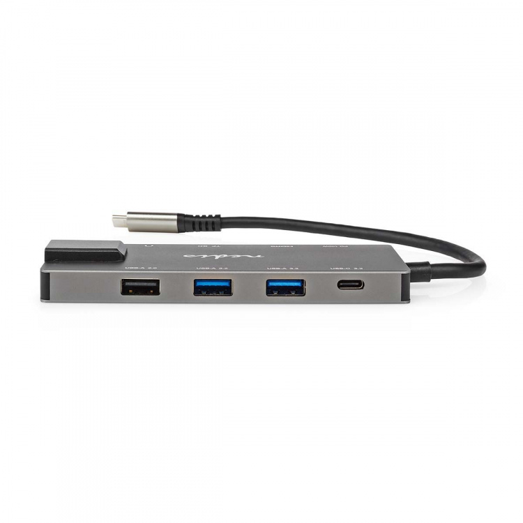 Nedis USB Multi-Port Adapter | 10-in-1 | USB 3.2 Gen 1 | USB-C™ Male | HDMI™ Output / RJ45 Female / SD / 2x USB-C™ / 3,5 mm Female / 3x USB-A Female | 5 Gbps | 0.20 m | Rond | Verguld | PVC | Antraciet | Doos