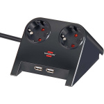 brennenstuhl Desktop power 2-weg stekkerdoos voor op tafel met rubberen voetjes en 2-weg USB 1,80 m Zwart gepolijst TYPE F brennenstuhl Desktop power 2-weg stekkerdoos voor op tafel met rubberen voetjes en 2-weg USB 1,80 m Zwart gepolijst TYPE F