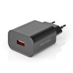 Nedis Oplader | 18 W | Snellaad functie | 1.5 / 2.0 / 3.0 A | Outputs: 1 | USB-A | Geen Kabel Inbegrepen | Automatische Voltage Selectie | Zwart