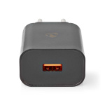 Nedis Oplader | 18 W | Snellaad functie | 1.5 / 2.0 / 3.0 A | Outputs: 1 | USB-A | Geen Kabel Inbegrepen | Automatische Voltage Selectie | Zwart