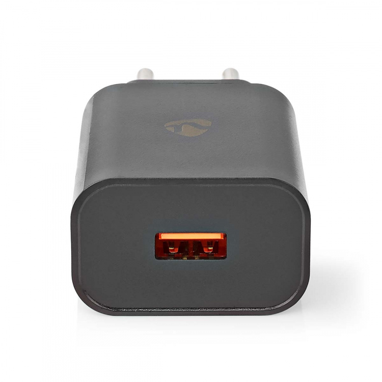 Nedis Oplader | 18 W | Snellaad functie | 1.5 / 2.0 / 3.0 A | Outputs: 1 | USB-A | Geen Kabel Inbegrepen | Automatische Voltage Selectie | Zwart