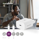 Nedis Oplader | 20 W | PD3.0 20W | Snellaad functie | 1.67 / 2.22 / 3.0 A | Outputs: 1 | USB-C™ | Lightning 8-Pins (Los) Kabel | 1.00 m | Automatische Voltage Selectie | Wit