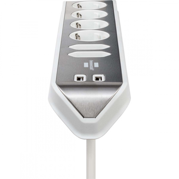 brennenstuhl Estilo 6-voudige hoek-stopcontactstrip met hoogwaardig RVS-oppervlak voor keuken en kantoor (bureaucontactdoos met 4x veiligheidscontactdozen, 2x Euro-stopcontacten, incl. USB-oplaadfunctie) zilver/wit TYPE F brennenstuhl Estilo 6-voudige hoek-stopcontactstrip met hoogwaardig RVS-oppervlak voor keuken en kantoor (bureaucontactdoos met 4x veiligheidscontactdozen, 2x Euro-stopcontacten, incl. USB-oplaadfunctie) zilver/wit TYPE F