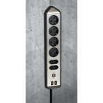 brennenstuhl Estilo 6-voudige hoek-stopcontactstrip met hoogwaardig RVS-oppervlak voor keuken en kantoor (bureaustopcontact met 4x veiligheidscontactdozen, 2x Euro-stopcontacten, incl. USB-oplaadfunctie) TYPE F