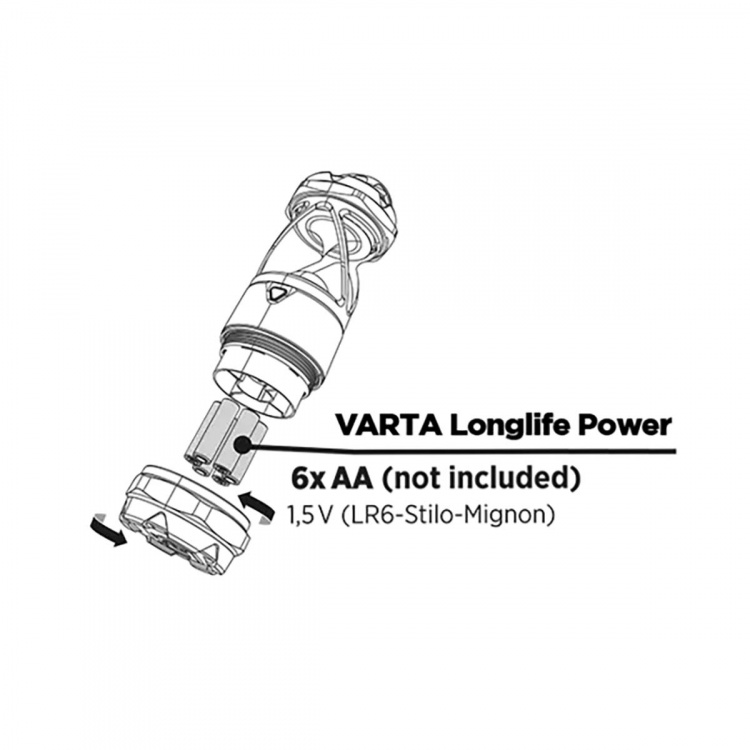 Varta LED-Zaklamp | Batterij Gevoed | 6x AA/LR6 | Nominale lichtstroom: 450 lm | Lichtbereik: 20 m | Stralingshoek: 360 ° Varta LED-Zaklamp | Batterij Gevoed | 6x AA/LR6 | Nominale lichtstroom: 450 lm | Lichtbereik: 20 m | Stralingshoek: 360 °