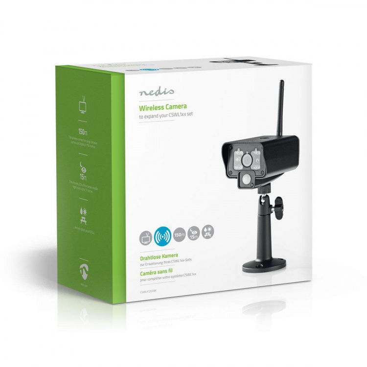 Nedis Digitale Draadloze Camera | Wi-Fi | VGA | Binnen- en Buitenshuis | Nachtzicht: 5.00 m | Kijkhoek: 73 ° | Zwart | IP54 Nedis Digitale Draadloze Camera | Wi-Fi | VGA | Binnen- en Buitenshuis | Nachtzicht: 5.00 m | Kijkhoek: 73 ° | Zwart | IP54
