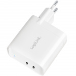 LogiLink USB-laddare 2 x USB-C PD 40W G LogiLink USB-laddare 2 x USB-C PD 40W G