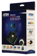 Aten CS22U 2-Poorts USB VGA-kabel KVM-switch met externe poortselectieschakelaar Aten CS22U 2-Poorts USB VGA-kabel KVM-switch met externe poortselectieschakelaar