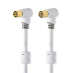 Nedis Coaxkabel | IEC (Coax) Male | IEC (Coax) Female | Verguld | 100 dB | 75 Ohm | Dubbel Afgeschermd | 5.00 m | Rond | PVC | Wit | Doos