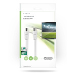 Nedis Coaxkabel | IEC (Coax) Male | IEC (Coax) Male | Vernikkeld | 90 dB | 75 Ohm | Dubbel Afgeschermd | 10.0 m | Rond | PVC | Wit | Envelop
