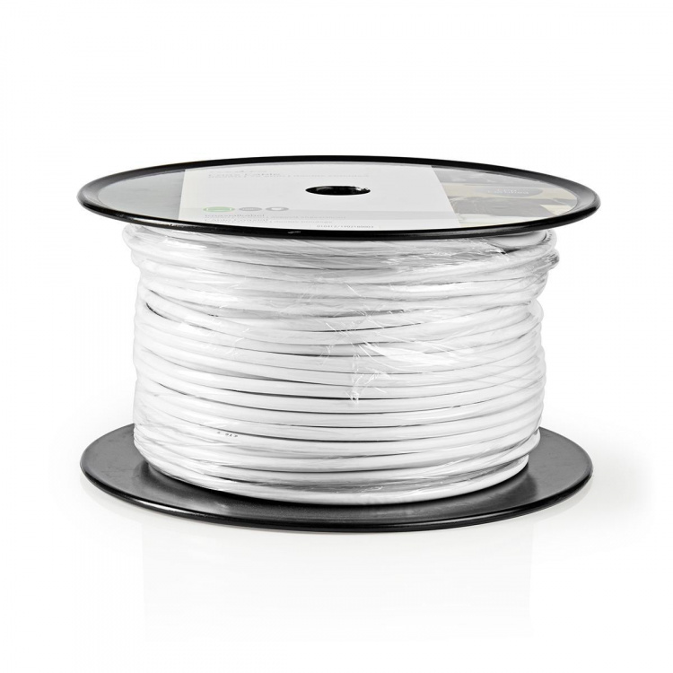 Nedis Coaxkabel op Haspel | RG59U | 75 Ohm | Dubbel Afgeschermd | ECA | 100.0 m | Coax | PVC | Wit | Rol