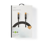 Nedis Satelliet- en Antennekabel | F-Male | F-Male | Verguld | 75 Ohm | Viervoudig Afgeschermd | 2.00 m | Rond | Katoen | Grijs / Gun Metal Grijs | Cover Window Box