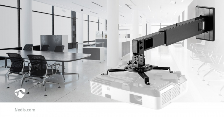 Nedis Projectorbeugel | Full Motion | 15 kg | Draaibaar | Kantelbaar | Staal | Zwart