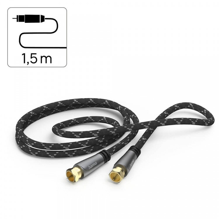 Antenna Cable SAT 120dB F-F Black/Grey 1.5m Antenna Cable SAT 120dB F-F Black/Grey 1.5m