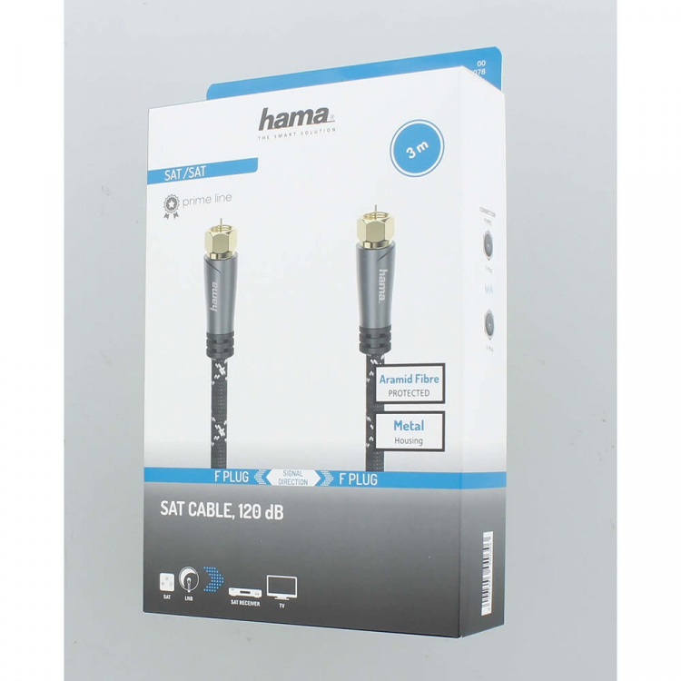 Antenna Cable SAT 120dB F-F Black/Grey 3.0m