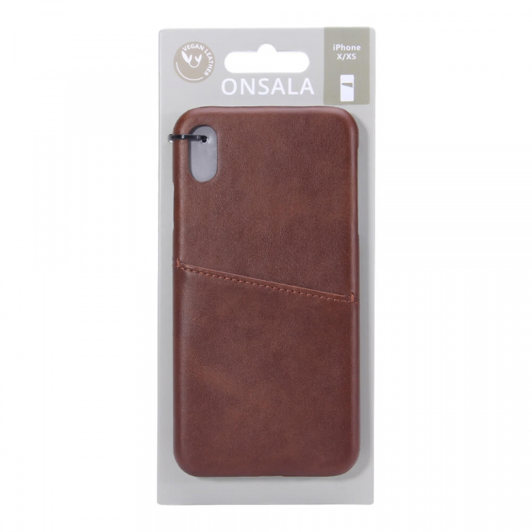 Mobilecover Brown iPhone X/XS Creditcard Pocket Mobilecover Brown iPhone X/XS Creditcard Pocket