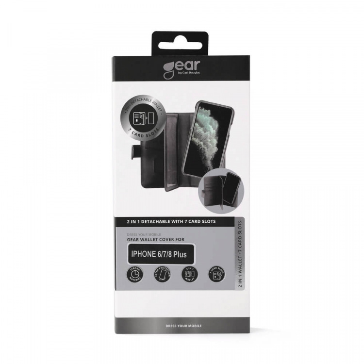 Wallet iPhone 6 / 7 / 8 Plus 2in1 7 Card Holder Black Wallet iPhone 6 / 7 / 8 Plus 2in1 7 Card Holder Black