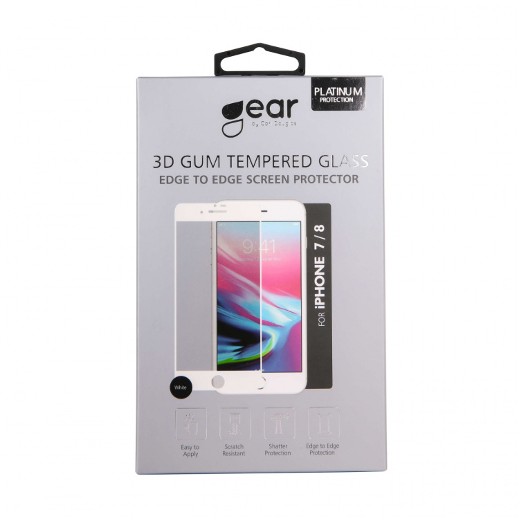 Glass Prot. 3D Gummed iPhone7/8 Full Fit White