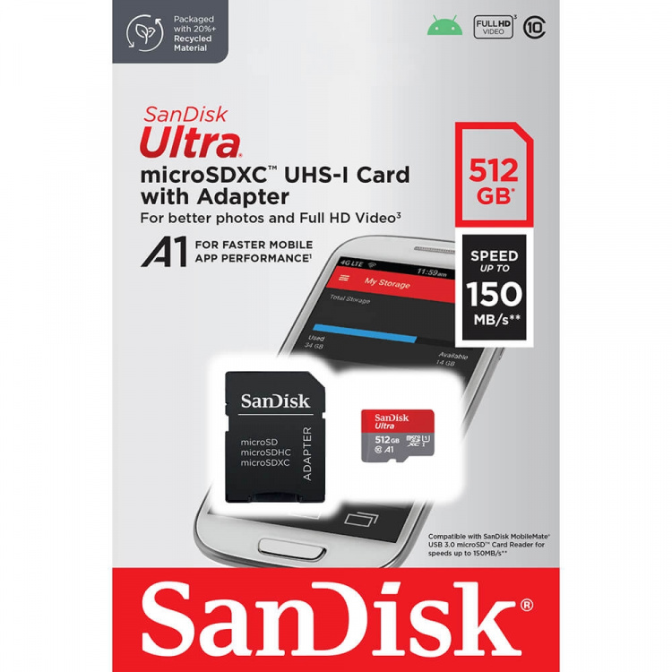MicroSDXC Mobile Ultra 512GB 150MB/s UHS-I Adap MicroSDXC Mobile Ultra 512GB 150MB/s UHS-I Adap