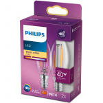 Philips 2-pack LED E14 Kron 4,3W (40W) Klar 470lm Philips 2-pack LED E14 Kron 4,3W (40W) Klar 470lm