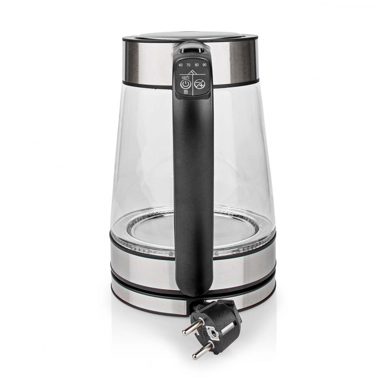Nedis SmartLife Waterkoker | Wi-Fi | 1.7 l | Glas | 40,60,70,80,90,100 °C | Temperatuurindicator | 360 graden draaibaar | Verborgen verwarmingselement | Strix®-controller | Droogkookbeveiliging | Android™ / IOS