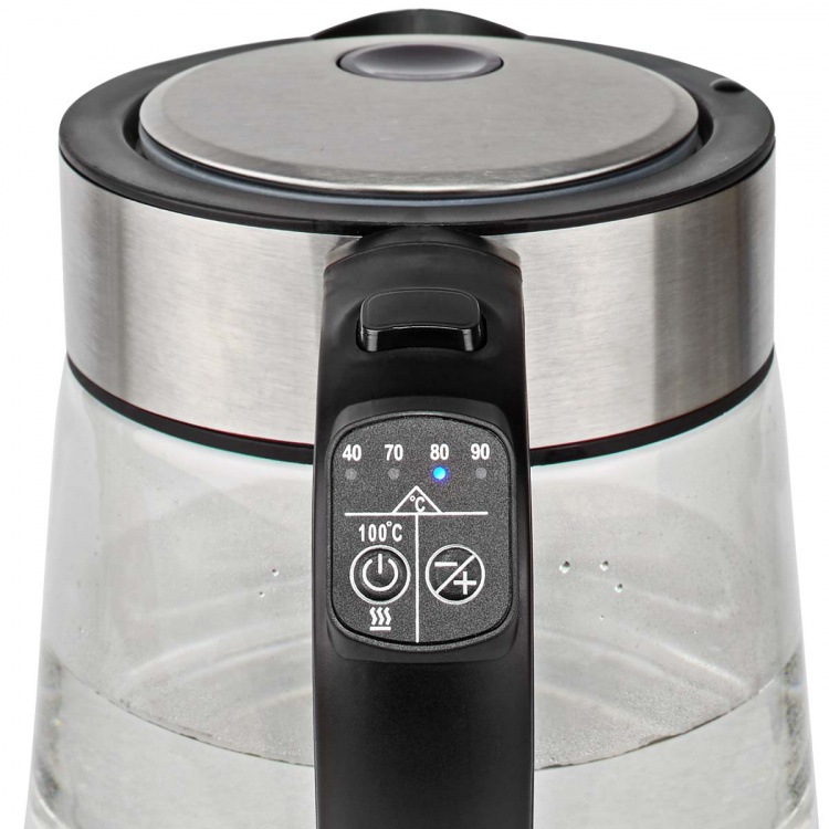 Nedis SmartLife Waterkoker | Wi-Fi | 1.7 l | Glas | 40,60,70,80,90,100 °C | Temperatuurindicator | 360 graden draaibaar | Verborgen verwarmingselement | Strix®-controller | Droogkookbeveiliging | Android™ / IOS