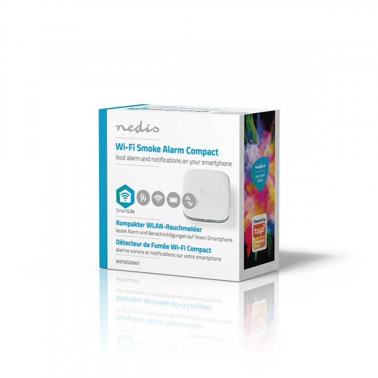 Nedis SmartLife Rookmelder | Wi-Fi | Batterij Gevoed | Levenscyclus sensor: 10 Jaar | EN 14604 | Max. batterijduur: 24 Maanden | 85 dB | Wit | 1 Stuks