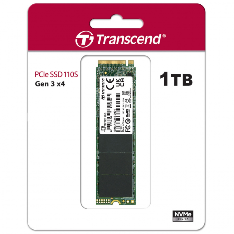Transcend PCIe M.2 SSD Gen3 x4 NVMe 1TB (R1700/W1400)