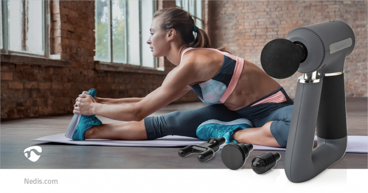 Nedis Sportmassagepistool | Batterij Gevoed | N/A | Oplaadbaar | 6 Massage Modes | USB kabel | Grijs Nedis Sportmassagepistool | Batterij Gevoed | N/A | Oplaadbaar | 6 Massage Modes | USB kabel | Grijs