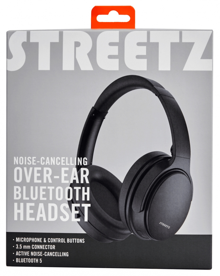 STREETZ Bluetooth noise cancelling headphones, microphone, buttons STREETZ Bluetooth noise cancelling headphones, microphone, buttons