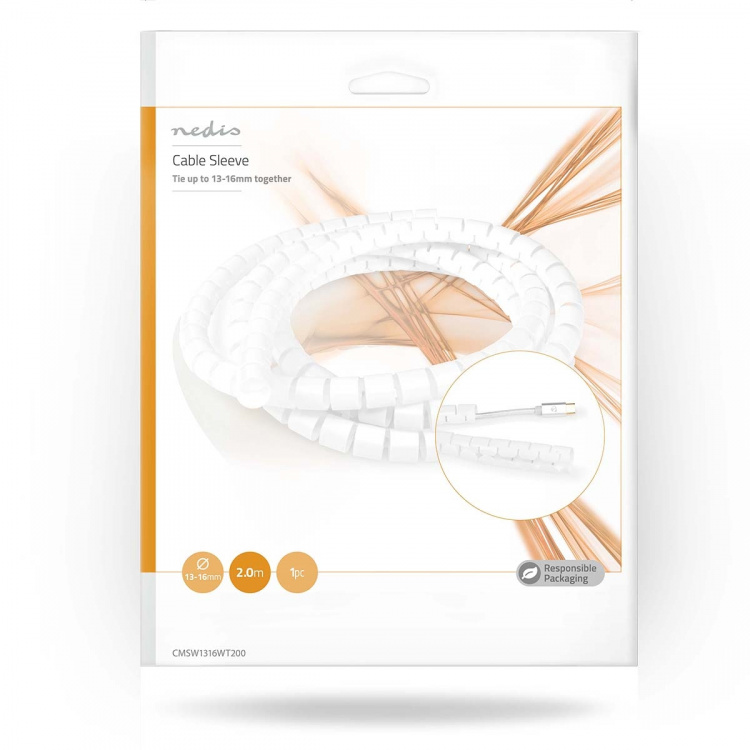 Nedis Kabelmanagement | Spiraalvormige sleeve | 1 Stuks | Maximale kabeldikte: 16 mm | PE | Wit
