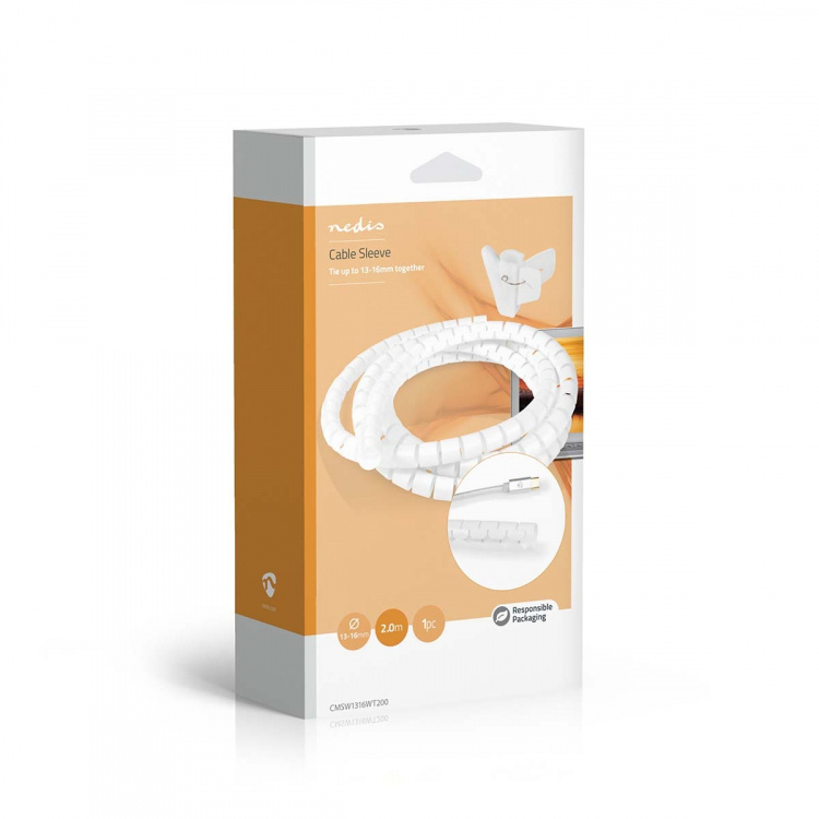 Nedis Kabelmanagement | Spiraalvormige sleeve | 1 Stuks | Maximale kabeldikte: 16 mm | PE | Wit