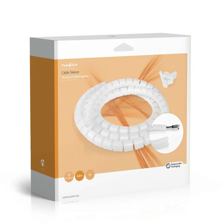 Nedis Kabelmanagement | Spiraalvormige sleeve | 1 Stuks | Maximale kabeldikte: 28 mm | PE | Wit