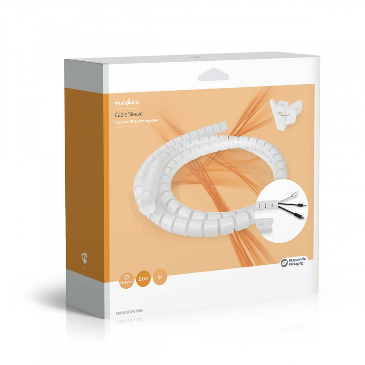 Nedis Kabelmanagement | Spiraalvormige sleeve | 1 Stuks | Maximale kabeldikte: 32 mm | PE | Wit