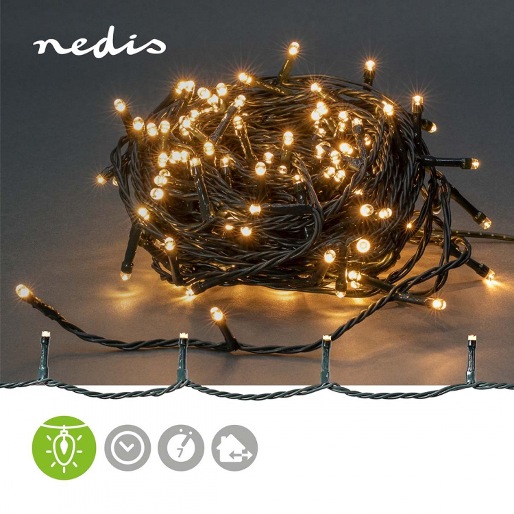 Nedis Kerstverlichting | Koord | 180 LED\'s | Warm Wit | 13.50 m | Licht effecten: 7 | Binnen & Buiten | Netvoeding