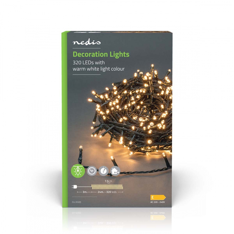 Nedis Kerstverlichting | Koord | 320 LED\'s | Warm Wit | 24.00 m | Licht effecten: 7 | Binnen & Buiten | Netvoeding