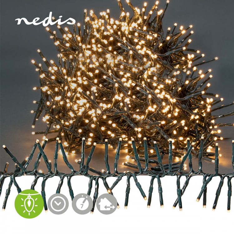 Nedis Kerstverlichting | Cluster | 1512 LED\'s | Warm Wit | 11.00 m | Licht effecten: 7 | Binnen & Buiten | Netvoeding Nedis Kerstverlichting | Cluster | 1512 LED\'s | Warm Wit | 11.00 m | Licht effecten: 7 | Binnen & Buiten | Netvoeding