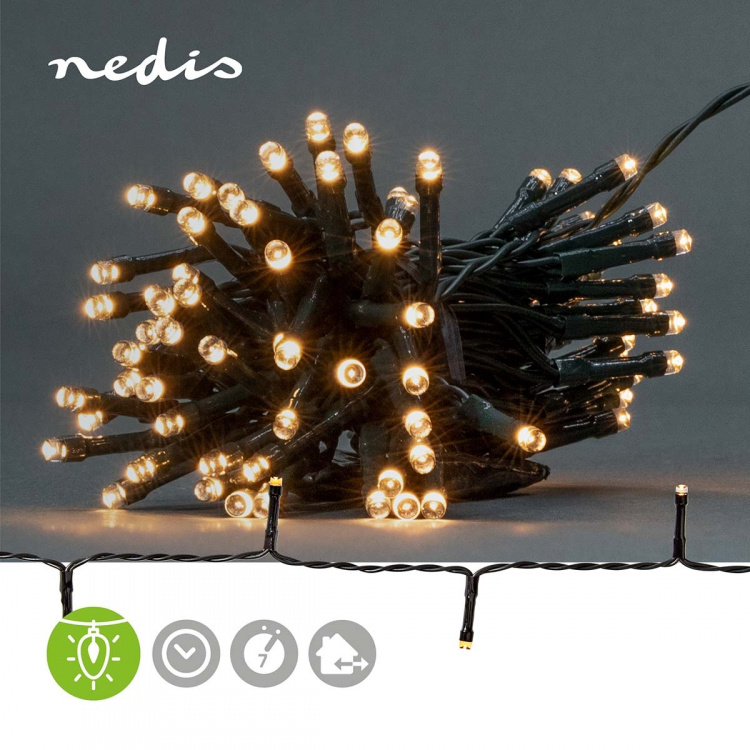 Nedis Kerstverlichting | Koord | 48 LED\'s | Warm Wit | 3.60 m | Licht effecten: 7 | Binnen & Buiten | Batterij Gevoed