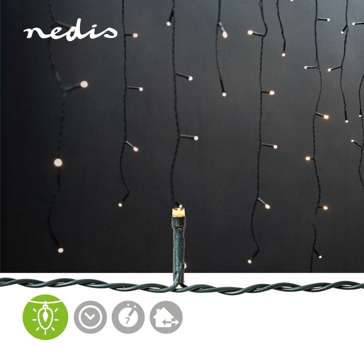 Nedis Decoratieve IJspegel Verlichting | 180 LED\'s | Warm Wit | 5.90 m | Licht effecten: 7 | Netvoeding
