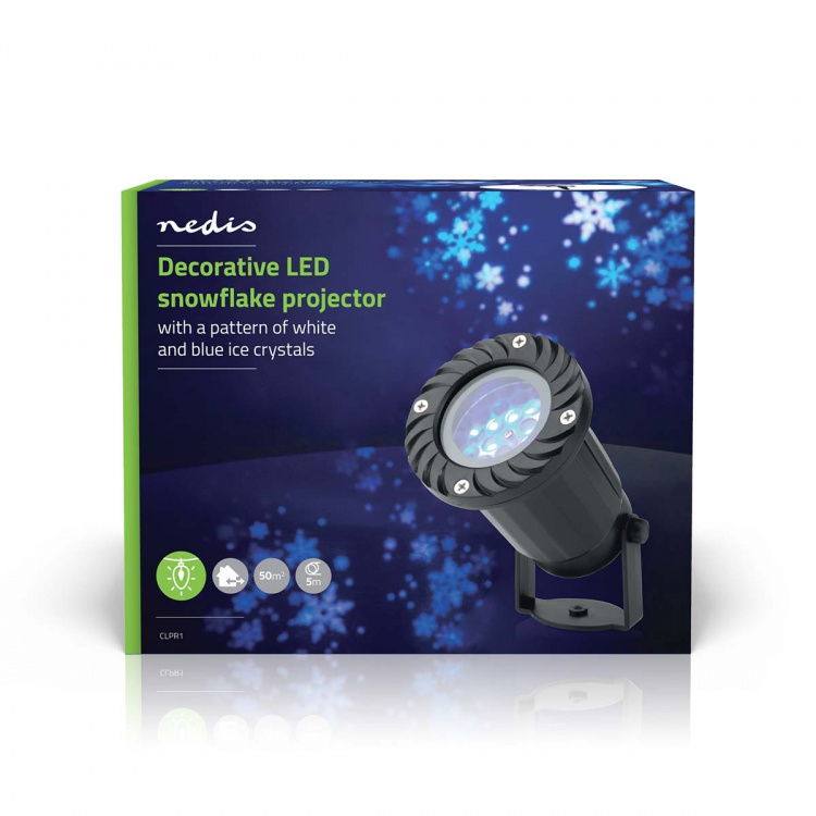 Nedis Decoratieve Verlichting | LED sneeuwvlok projector | Witte en blauwe ijskristallen | Binnen & Buiten