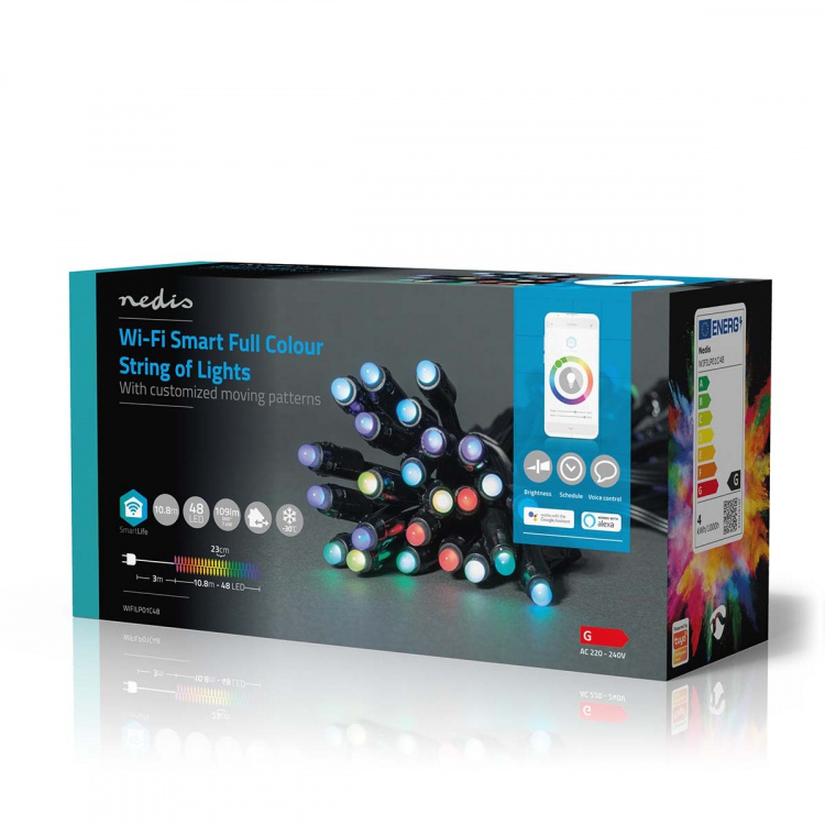 Nedis SmartLife-kerstverlichting | Feestverlichting | Wi-Fi | RGB | 48 LED\'s | 10.80 m | Android™ / IOS